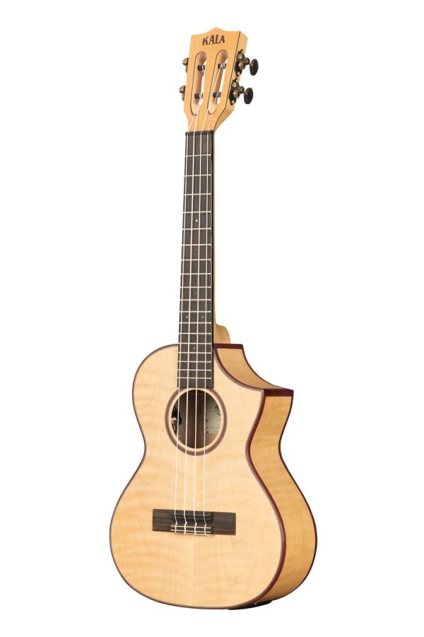 Kala KA-ASFM-T-CE All Solid Flame Maple Cutaway Tenor Ukulele Hot on Sale