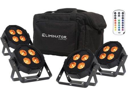 Eliminator MEGA HEX L PAK4 RGBLA+UV LED Wash Light Kit (4-Pack) For Sale