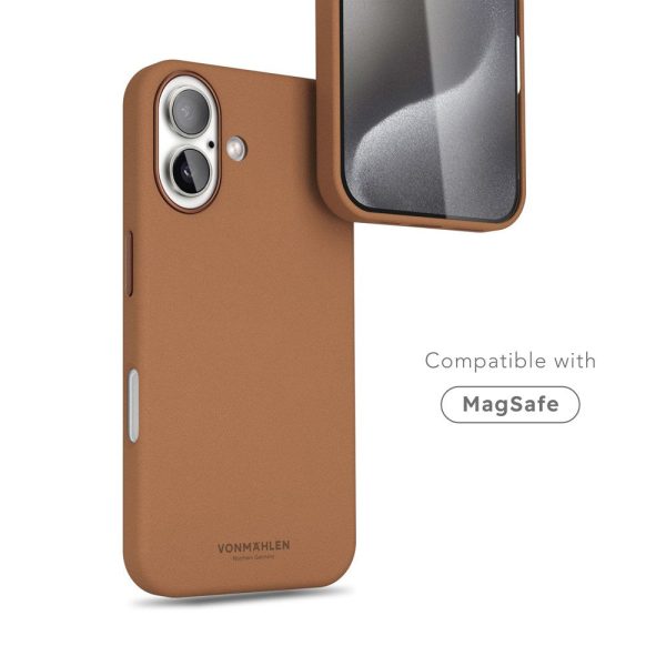 Vonmählen iPhone 16 Like Leather Cover - MagSafe Kompatibel - Brown For Sale