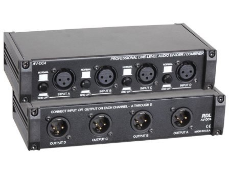 RDL AV-DC4 Line Level Audio Divider Combiner with Ground Lift Hot on Sale