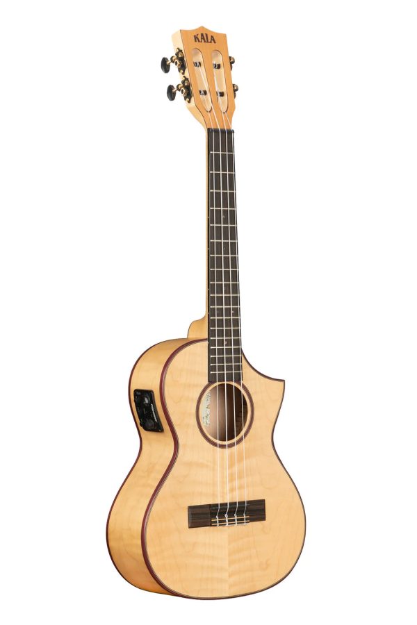 Kala KA-ASFM-T-CE All Solid Flame Maple Cutaway Tenor Ukulele Hot on Sale