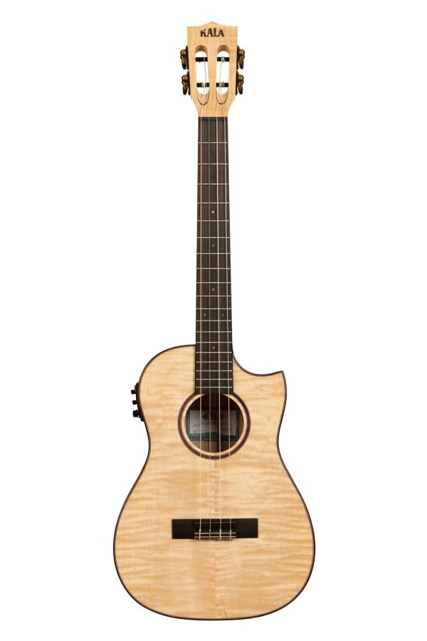 Kala KA-ASFM-B-CE All Solid Flame Maple Cutaway Baritone Ukulele For Cheap