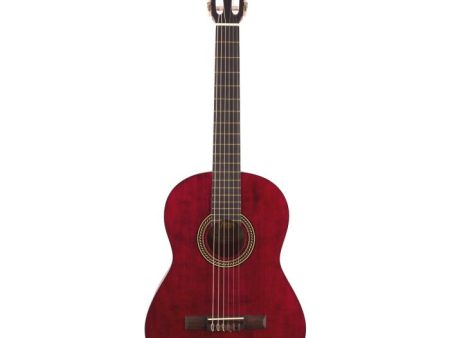 Valencia VC204-TWR 4 4 4 4 Size Classical Guitar (Transparent Red Satin Finish) Hot on Sale