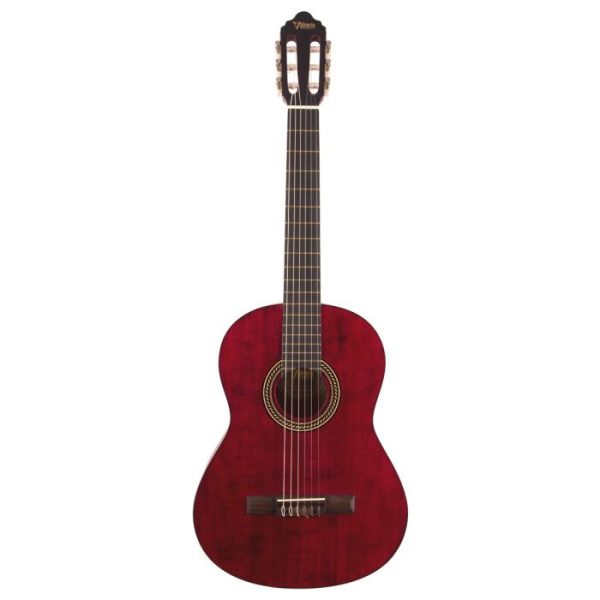 Valencia VC204-TWR 4 4 4 4 Size Classical Guitar (Transparent Red Satin Finish) Hot on Sale