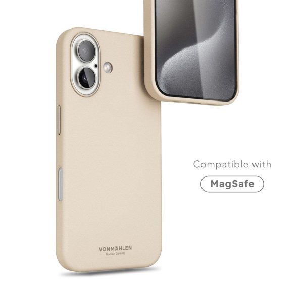 Vonmählen iPhone 16 Like Leather Cover - MagSafe Kompatibel - Cream Online now