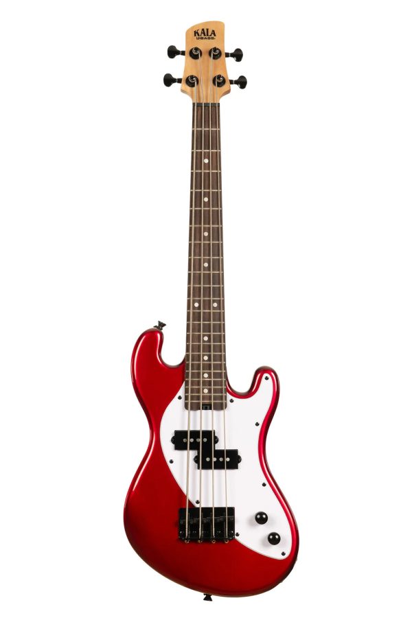 Kala UBASS-SB-RD-FS Solid Body 4-String Fretted Ukulele Bass (Candy Apple Red) on Sale