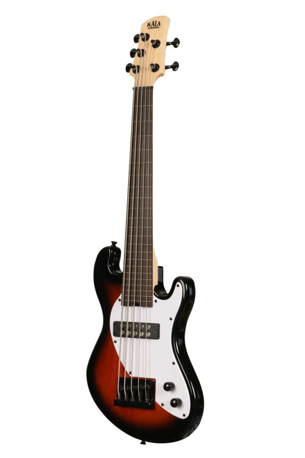 Kala UBASS-SB5-TB-FL Solid Body 5-String Fretless Ukulele Bass (Tobacco Burst) Supply