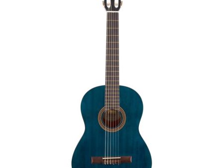 Valencia VC204-TBU 4 4 Size Classical Guitar (Transparent Blue Satin Finish) For Discount