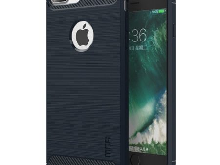 iPhone 7 Plus   8 Plus Mofi Brushed Carbon Fiber Fleksibelt Plastik Cover - Blå Online now