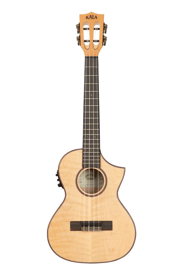 Kala KA-ASFM-T-CE All Solid Flame Maple Cutaway Tenor Ukulele Hot on Sale