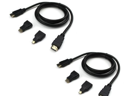 2 PCS 1.5m HD Video Cable 150cm for HDMI-A Standard Wire Mini HDMI-C Micro HDMI-D Connector Adapter Combo for HDMI FPV Goggles Monitor For Discount