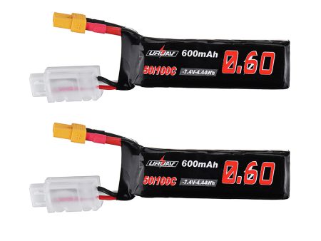 2Pcs URUAV 7.4V 600mAh 50C 100C 2S Lipo Battery XT30 Plug for XK K130 Helicopter Fashion