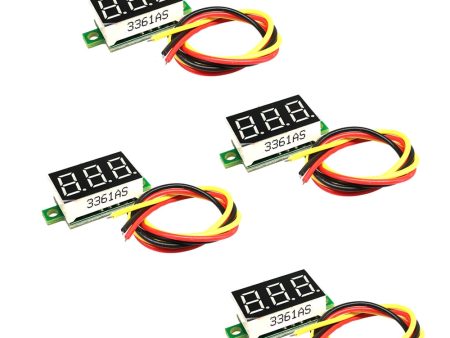 4 PCS 805 Micro 0.36 Inch Digital Battery Voltmeter DC 0V-100V Three Wires 3 Digit Voltage Panel Meter LED Display for RC Airplane Car Boat Motorcycle Supply