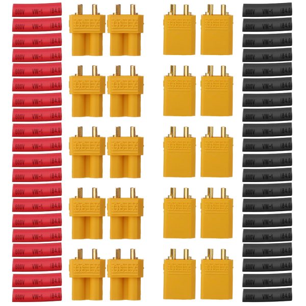 10 Pair URUAV XT30U Male Female Bullet Connectors Power Plug with Heat Shrink Tubing for Lipo Batter Online